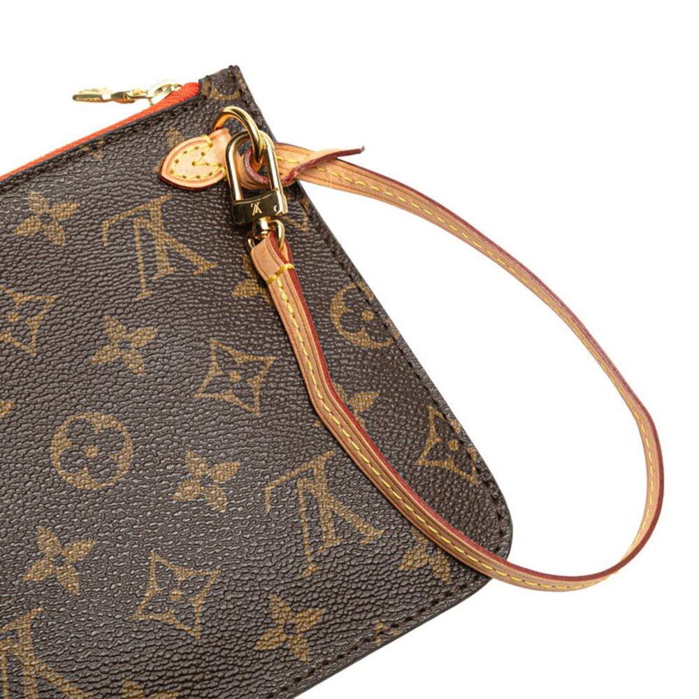 LOUIS VUITTON Authentic Brown Monogram Leather Neverfull MM Pouch - Picture 7 of 10